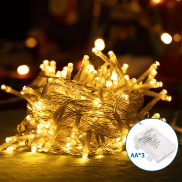 Aigostar -LED Väli jõuluteemaline valguskett 150xLED/8 funktsiooni 3xAA 15,3m IP44 soe valge