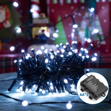 Aigostar - LED Väli jõuluteemaline valguskett 200xLED/8 funktsiooni 10,3m IP44 külm valge