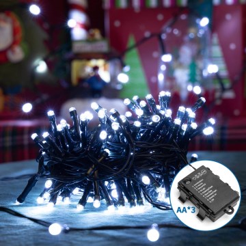 Aigostar - LED Väli jõuluteemaline valguskett 300xLED/8 funktsiooni 15,3m IP44 külm valge