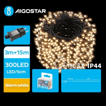 Aigostar - LED Väli jõuluteemaline valguskett 300xLED/8 funktsiooni 18m IP44 soe valge