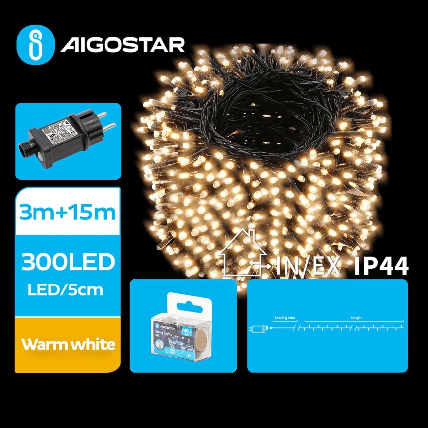 Aigostar - LED Väli jõuluteemaline valguskett 300xLED/8 funktsiooni 18m IP44 soe valge