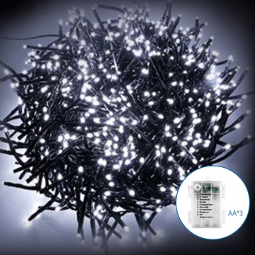 Aigostar -LED Väli jõuluteemaline valguskett 50xLED/8 funktsiooni 3xAA 5,3m IP44 külm valge