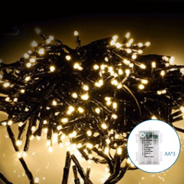 Aigostar - LED Väli jõuluteemaline valguskett 50xLED/8 funktsiooni 3xAA 5,3m IP44 soe valge