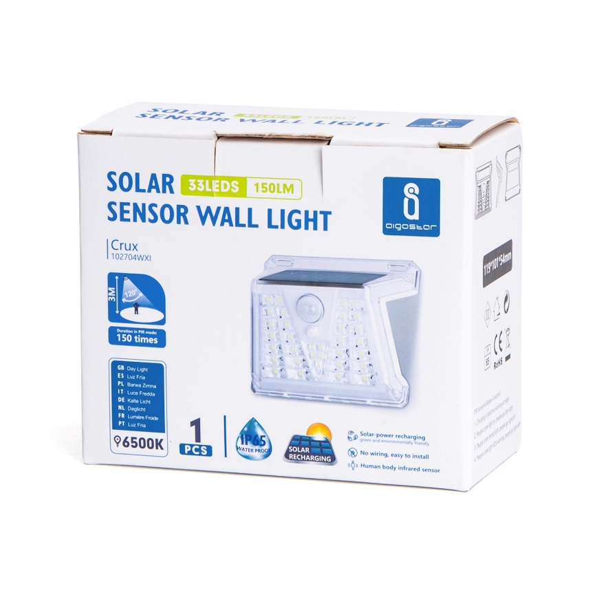 Aigostar - LED Väli päikesepaneeliga valgusti anduriga LED/1,48W/3,7V IP65 1200 mAh