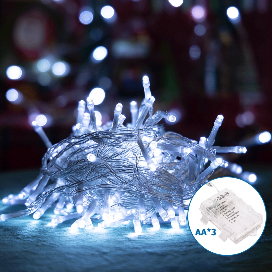Aigostar - LED Väli valguskett 100xLED/8 funktsiooni 10,3m IP44 külm valge