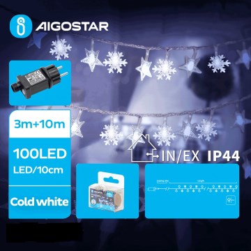 Aigostar - LED Väli valguskett 100xLED/8 funktsiooni 13m IP44 külm valge