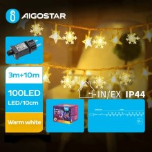 Aigostar - LED Väli valguskett 100xLED/8 funktsiooni 13m IP44 soe valge