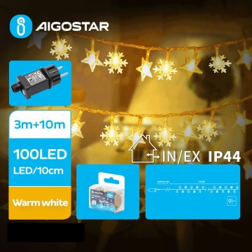 Aigostar - LED Väli valguskett 100xLED/8 funktsiooni 13m IP44 soe valge