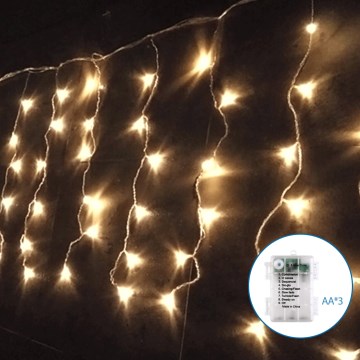 Aigostar-LED Väli valguskett 100xLED/8 funktsiooni 3xAA 8x0,4m IP44 soe valge
