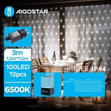 Aigostar- LED Väli valguskett 100xLED/8 funktsiooni 4,5x1,5m IP44 külm valge