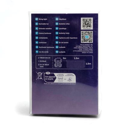 Aigostar -LED Väli valguskett 100xLED/8 funktsiooni/3xAA 4,5x1,5m IP44 külm valge