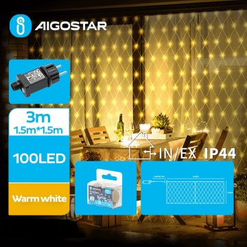 Aigostar - LED Väli valguskett 100xLED/8 funktsiooni 4,5x1,5m IP44 soe valge