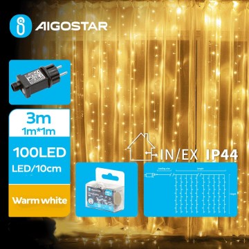 Aigostar - LED Väli valguskett 100xLED/8 funktsiooni 4x1m IP44 soe valge