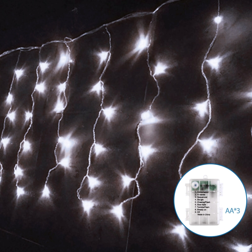 Aigostar - LED Väli valguskett 100xLED/8 funktsiooni 8x0,4m IP44 külm valge