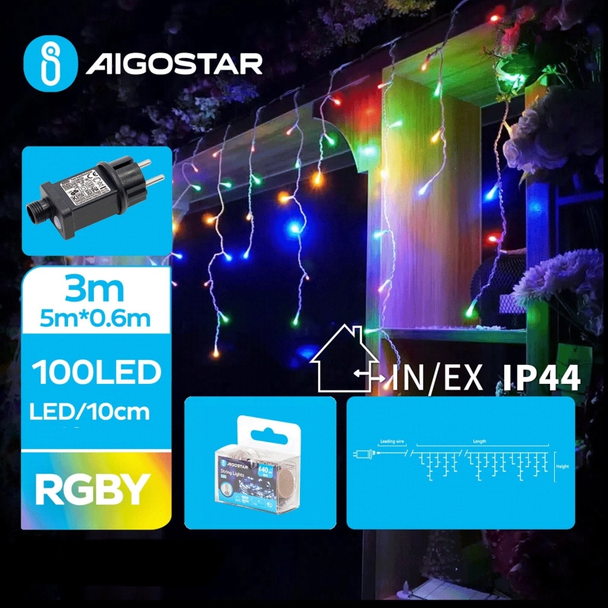 Aigostar - LED Väli valguskett 100xLED/8 funktsiooni 8x0,6m IP44 mitmevärviline