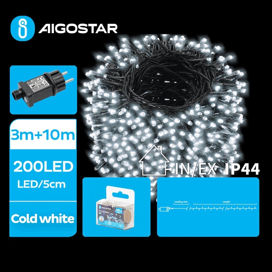 Aigostar - LED Väli valguskett 200xLED/8 funktsiooni 13m IP44 külm valge