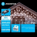 Aigostar - LED Väli valguskett 200xLED/8 funktsiooni 13x0,6m IP44 külm valge