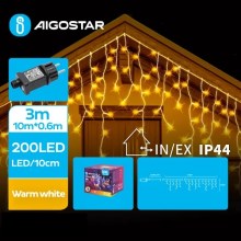 Aigostar - LED Väli valguskett 200xLED/8 funktsiooni 13x0,6m IP44 soe valge