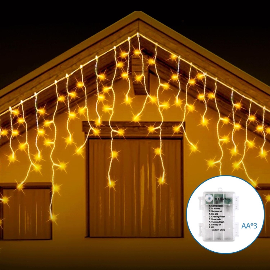 Aigostar - LED Väli valguskett 200xLED/8 funktsiooni 13x0,6m IP44 soe valge