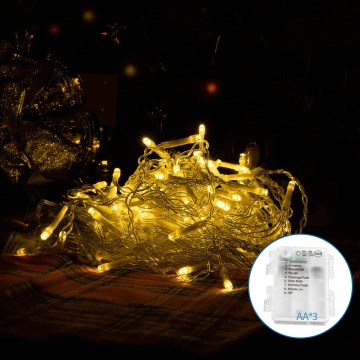 Aigostar-LED Väli valguskett 200xLED/8 funktsiooni 3xAA 6x1,5m IP44 soe valge