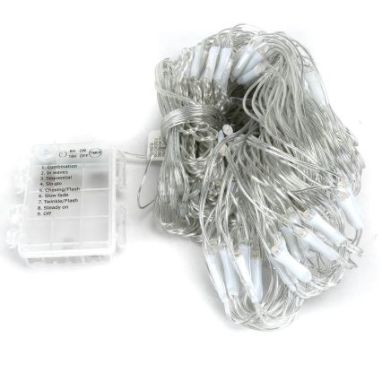 Aigostar-LED Väli valguskett 200xLED/8 funktsiooni 3xAA 6x1,5m IP44 soe valge