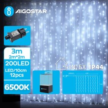 Aigostar - LED Väli valguskett 200xLED/8 funktsiooni 5x2m IP44 külm valge