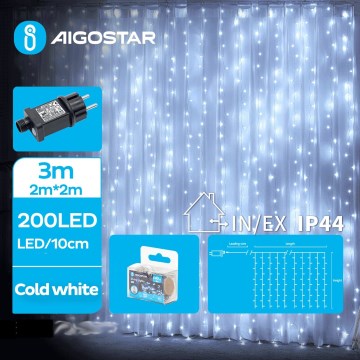 Aigostar - LED Väli valguskett 200xLED/8 funktsiooni 5x2m IP44 külm valge