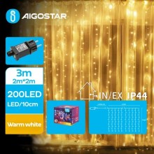 Aigostar - LED Väli valguskett 200xLED/8 funktsiooni 5x2m IP44 soe valge