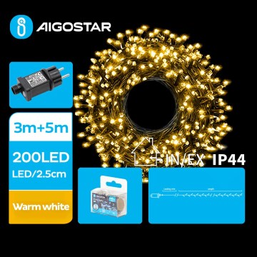 Aigostar - LED Väli valguskett 200xLED/8 funktsiooni 8m IP44 soe valge