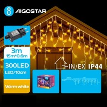 Aigostar - LED Väli valguskett 300xLED/8 funktsiooni 18x0,6m IP44 soe valge