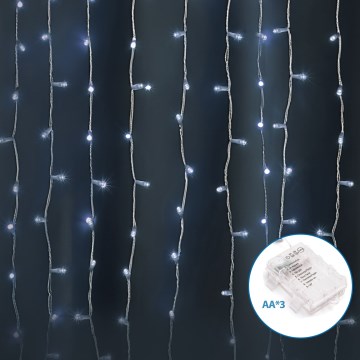 Aigostar-LED Väli valguskett 300xLED/8 funktsiooni 3xAA 6x2m IP44 külm valge