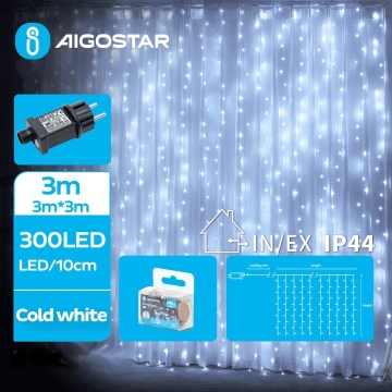 Aigostar - LED Väli valguskett 300xLED/8 funktsiooni 6x3m IP44 külm valge