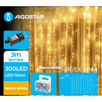 Aigostar - LED Väli valguskett 300xLED/8 funktsiooni 6x3m IP44 soe valge