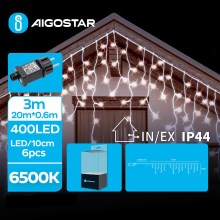 Aigostar - LED Väli valguskett 400xLED/8 funktsiooni 23x0,6m IP44 külm valge