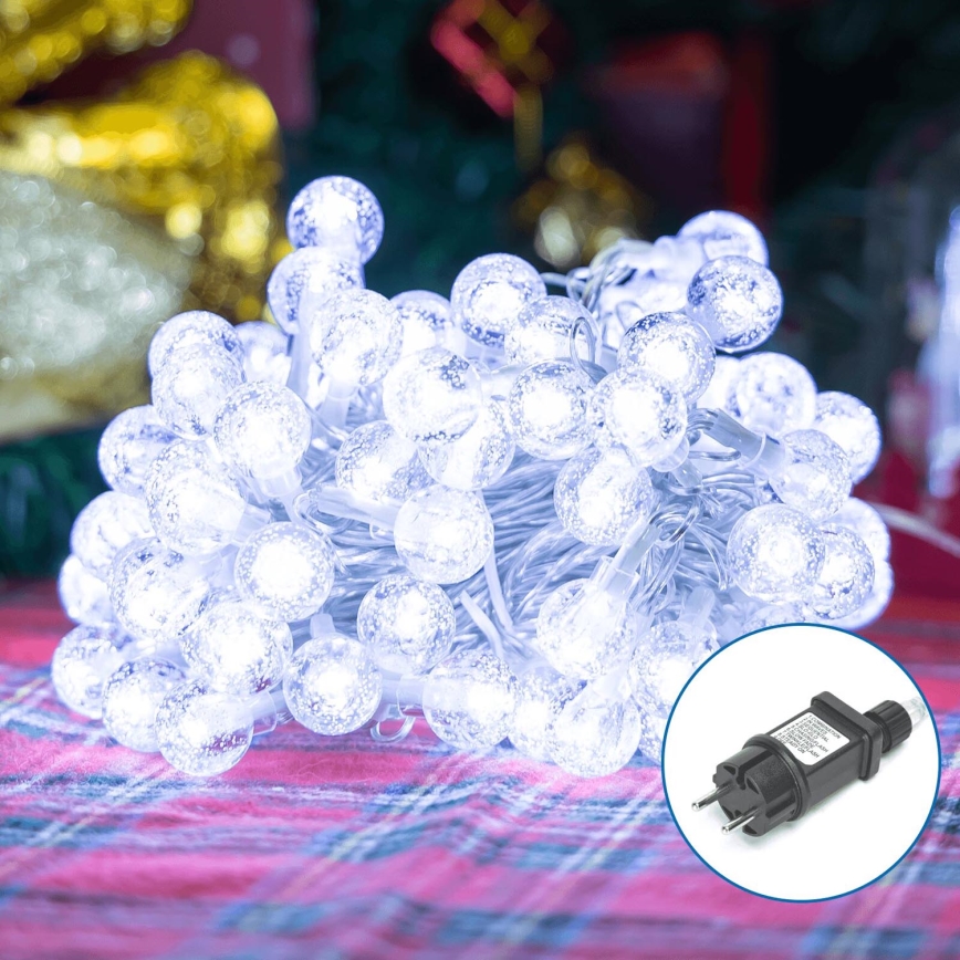 Aigostar - LED Väli valguskett 50xLED/8 funktsiooni 8m IP44 külm valge