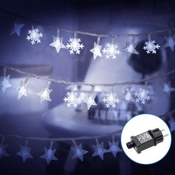 Aigostar - LED Väli valguskett 50xLED/8 funktsiooni 8m IP44 külm valge