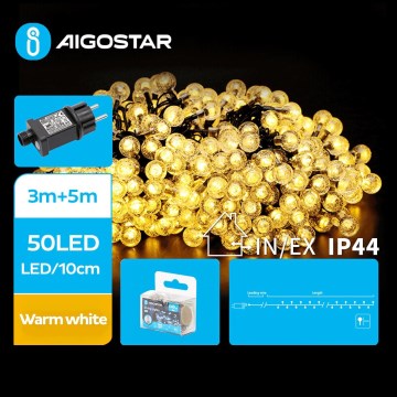 Aigostar - LED Väli valguskett 50xLED/8 funktsiooni 8m IP44 soe valge