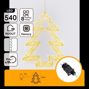 Aigostar - LED välijõulukaunistus 540xLED/6W/230V IP44 soe valge 45 cm kuusepuu