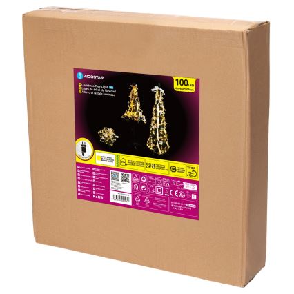 Aigostar - LED-välijõulupuu 100 LED 1,5 m IP44 valge/kuldne, soe valge