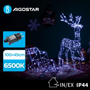 Aigostar - LED Välikaunistus LED/3,6W/31/230V 6500K 90/45cm IP44 põhjapõder kelguga