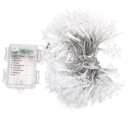 Aigostar - LED-välisvalguskett jõuludeks, 100×LED, 8 funktsiooni, 3×AA, 10 m, IP44, külmvalge