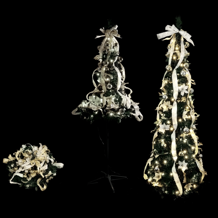 Aigostar - LED väljas kasutatav jõulupuu 150 LED-i 1,8 m IP44 valge/kuldne, külmvalge