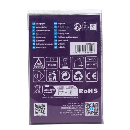 Aigostar -LED Väline valguskett 100xLED/8 funktsiooni 3xAA 10,3m IP44 soe valge