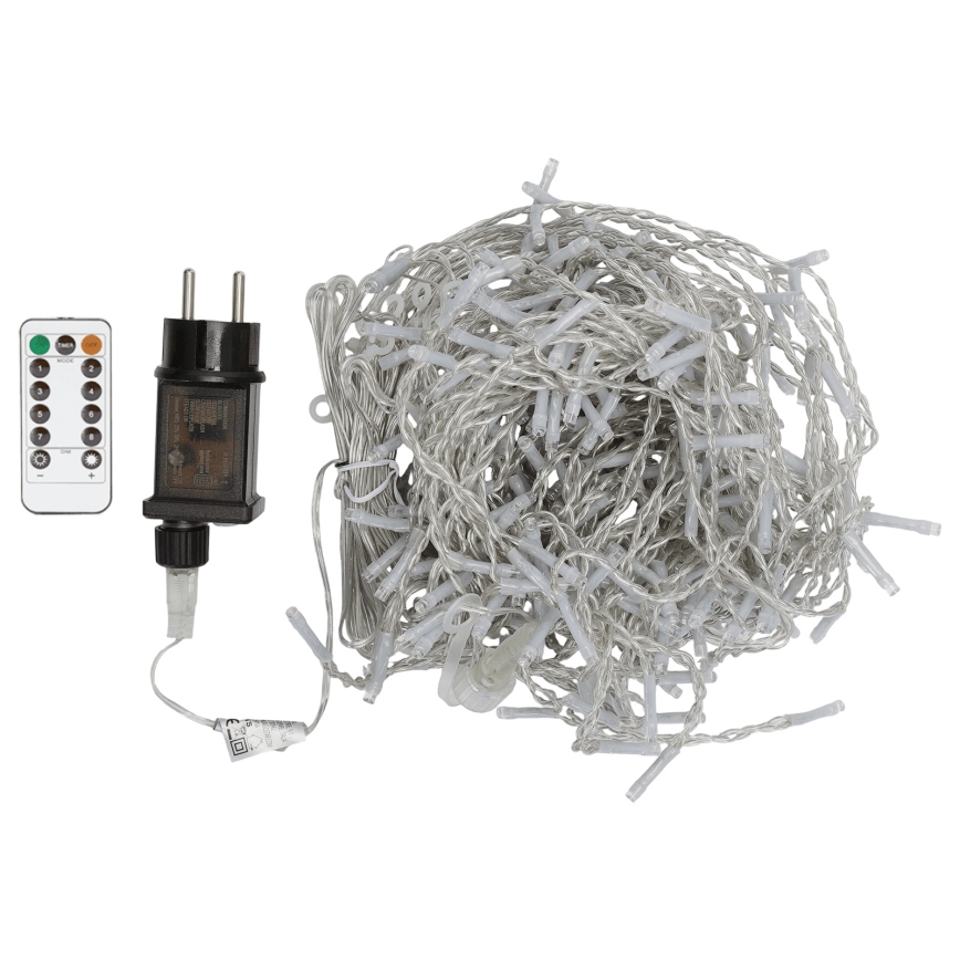 Aigostar - LED välistingimustes kasutatav jõulukett 300xLED/8 funktsiooni 3x1m IP44 külmvalge + kaugjuhtimispult