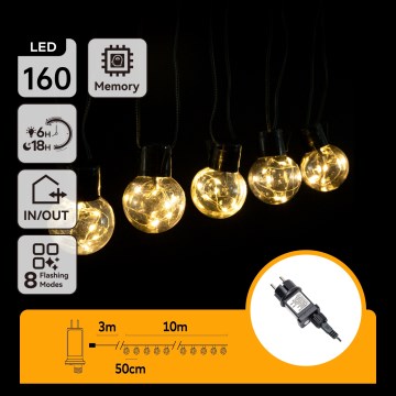 Aigostar - LED välisdekoratiivne valgusnöör 160 LED, 10 m, IP44, soe valge