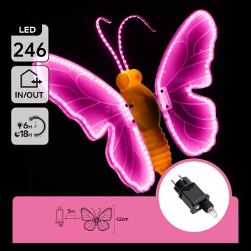 Aigostar - LED välisdekoratsioon 246xLED/9W/230V 42 cm IP44 liblikas/roosa