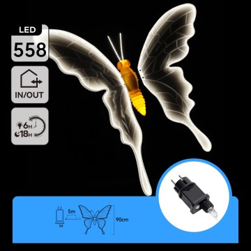 Aigostar - LED välisdekoratsioon 558xLED/18W/230V 90 cm IP44 liblikas/külmvalge