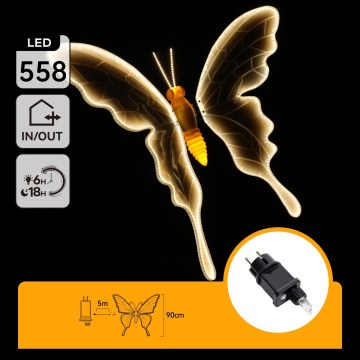 Aigostar - LED välisdekoratsioon 558xLED 90 cm IP44 liblikas/soe valge