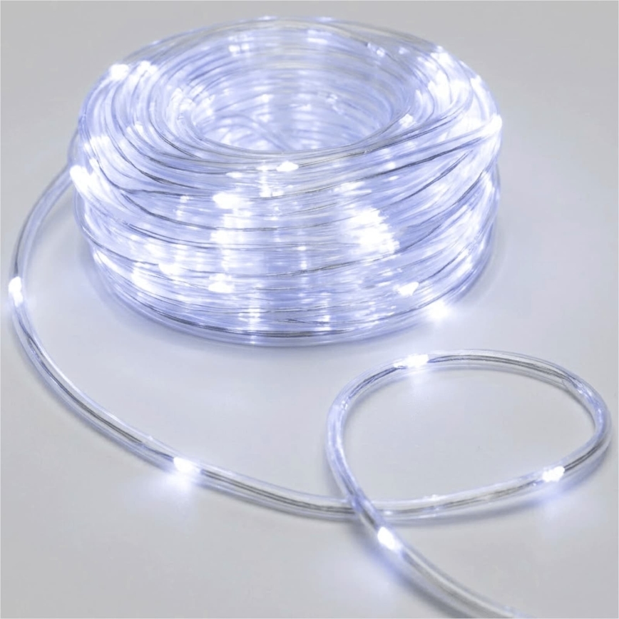 Aigostar - LED välistingimustes jõulukaunistuste kett 100×LED/8 funktsiooni 3×AA 10,3 m IP44 külmvalge