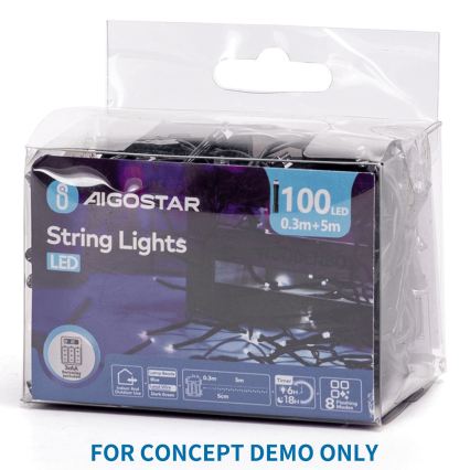 Aigostar - LED välisjõulukaabel 200xLED/8 funktsiooni 3xAA 10,3m IP44 roosa